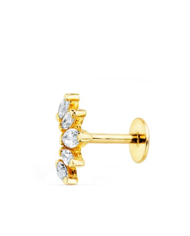 Piercing oreja oro 18k  amarillo hojitas