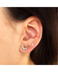 Piercing oreja oro 18k  amarillo hojitas