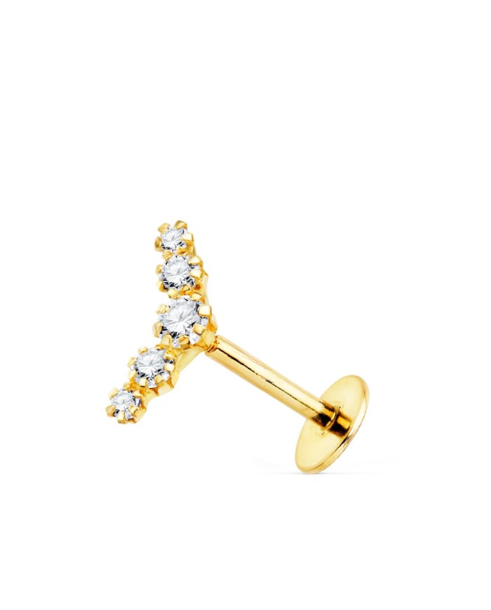 Piercing oro 18k  5 circonitas