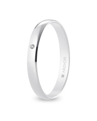 Alianza de Boda de Oro Blanco 3mm 9kl con Diamante