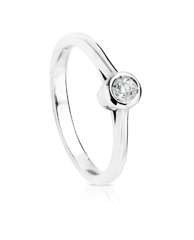 Anillo de Compromiso De Oro Blanco Con 1 Diamante Talla Brillante 0.10ct 18kl