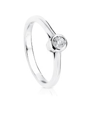 Anillo de Compromiso De Oro Blanco Con 1 Diamante Talla Brillante 0.10ct 18kl