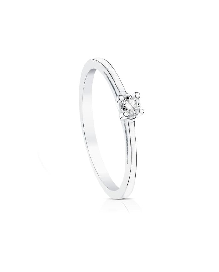 Anillo de Pedida De Oro Blanco Con Anillo Solitario Talla Brillante De 0,10ct