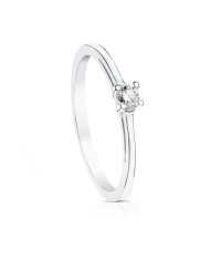 Anillo de Pedida De Oro Blanco Con Anillo Solitario Talla Brillante De 0,10ct