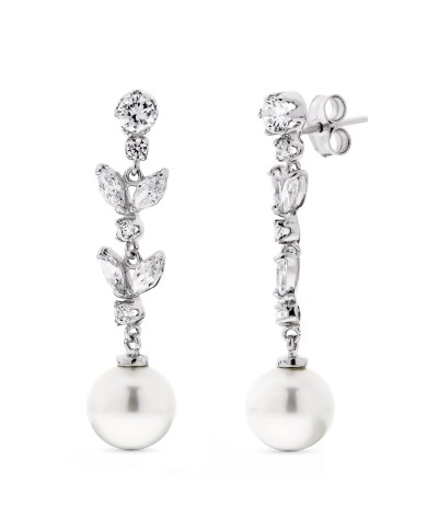 Pendientes Oro blanco 18k con circonitas