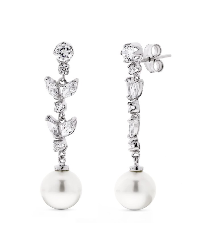 Pendientes Oro blanco 18k con circonitas