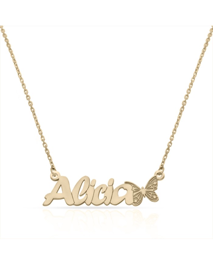 GARGANTILLA ORO 18KL NOMBRE + MARIPOSA
