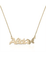 GARGANTILLA ORO 18KL NOMBRE + MARIPOSA
