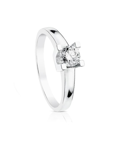 Anillo de Compromiso De Oro Blanco Con Diamante Solitario De 0,3ct 18kl