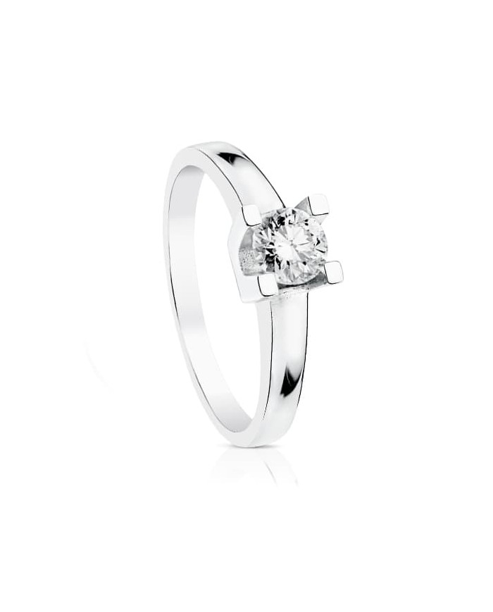 Anillo de Compromiso De Oro Blanco Con Diamante Solitario De 0,3ct 18kl
