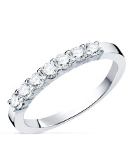Anillo De Compromiso De Oro Blanco con 7 Diamantes En Garra Talla Brillante De 0,40ct 18k