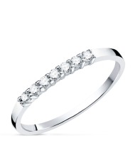 Sortija de Oro Blanco con 7 Diamantes Talla Brillante De 0,160ct 18kl Sortija de Oro Blanco con 7 Diamantes Talla Brillante De 0,160ct 18kl