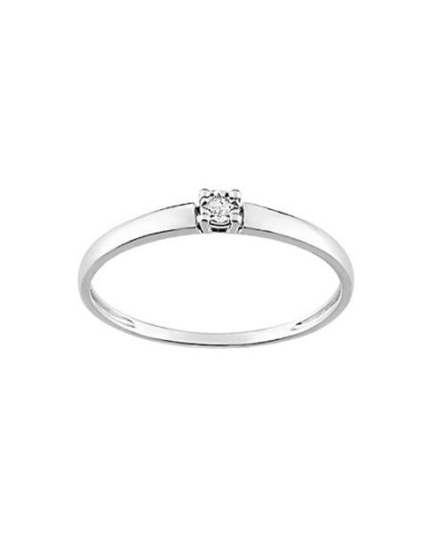 Anillo de Compromiso de Oro Blanco con Diamante Solitario 375 9kl