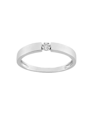 Anillo de Compromiso de Oro Blanco con Diamante Solitario De 0,02ct 9kl