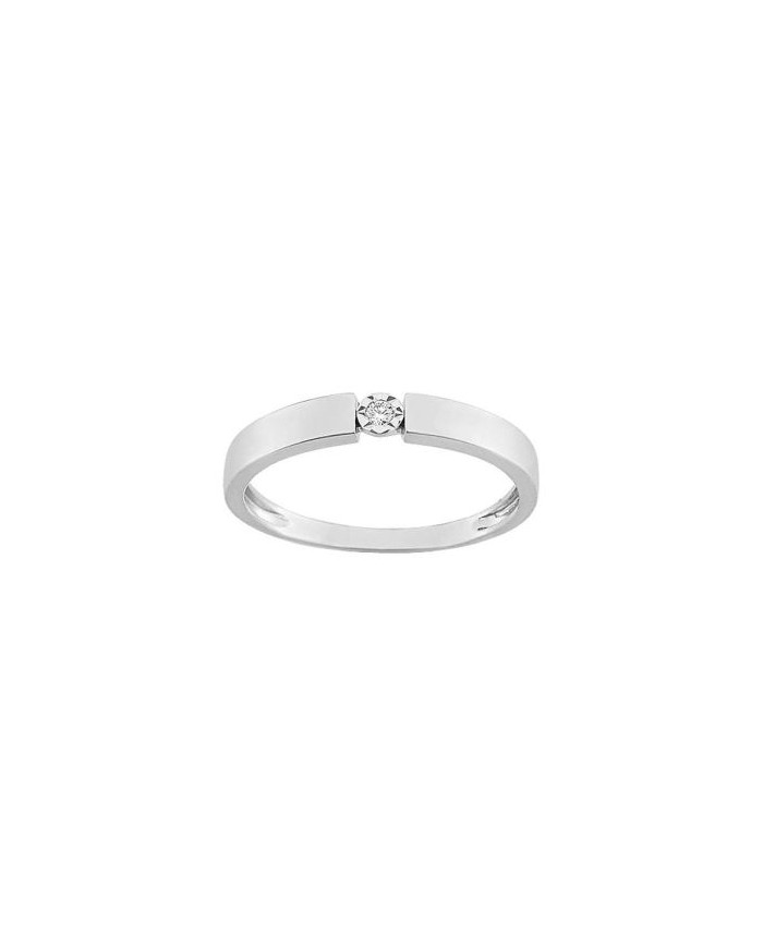 Anillo de Compromiso de Oro Blanco con Diamante Solitario De 0,02ct 9kl