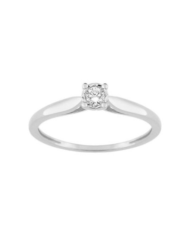 Anillo De Compromiso De Oro Blanco Con 1 Diamante Talla Brillante 0,08ct 9kl