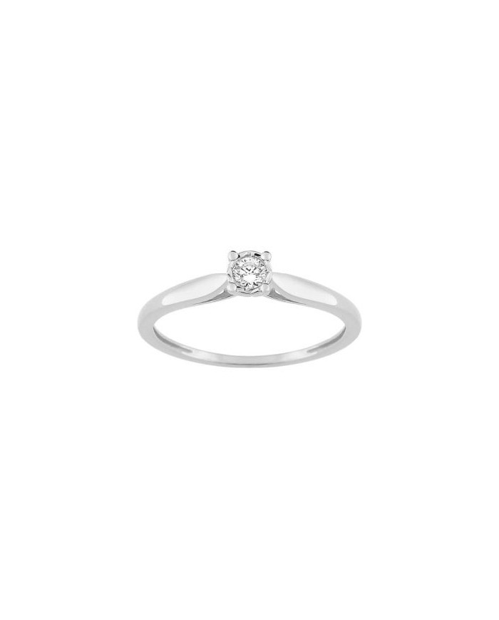 Anillo De Compromiso De Oro Blanco Con 1 Diamante Talla Brillante 0,08ct 9kl Anillo De Compromiso De Oro Blanco Con 1 Diamante Talla Brillante 0,08ct 9kl