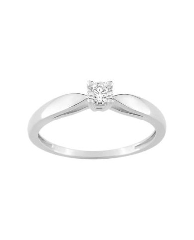 Anillo De Compromiso de Oro Blanco Con Diamante Solitario De 0,02ct 9kl 