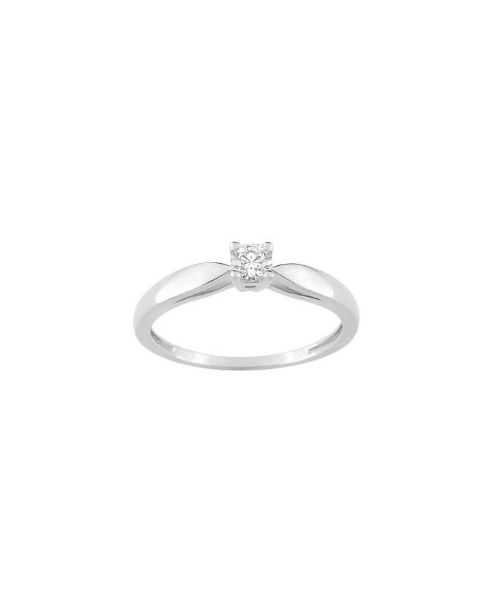 Anillo De Compromiso de Oro Blanco Con Diamante Solitario De 0,02ct 9kl 