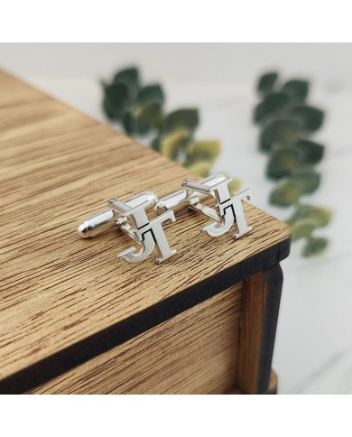 Gemelos personalizados inicial en plata