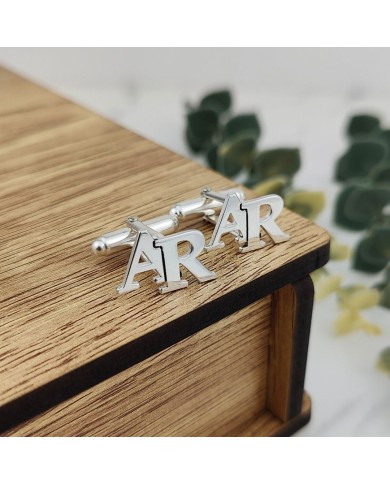 Gemelos personalizados inicial en plata