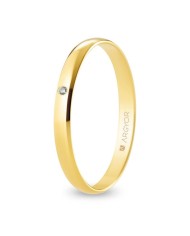 Alianza de Boda de Oro Amarillo y Diamante Media Caña 2,5mm 9kl Alianza de Boda de Oro Amarillo y Diamante Media Caña 2,5mm 9kl